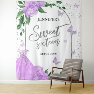 Sweet 16 Butterflys Lavender Gown Backdrop