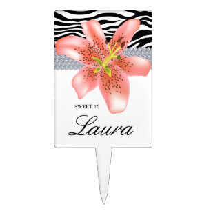 Sweet 16 Cake Topper Zebra Lily