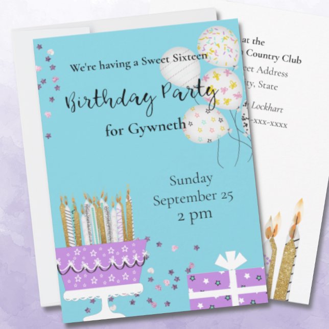 Sweet 16 Candles Birthday Party Invitation (Creator Uploaded)