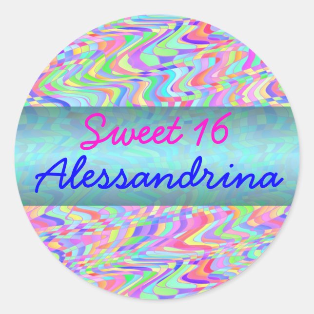Sweet 16 Candy Confetti Customizable Classic Round Sticker (Front)