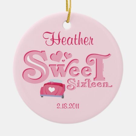 Sweet 16 Car Heart Personalized Ornament