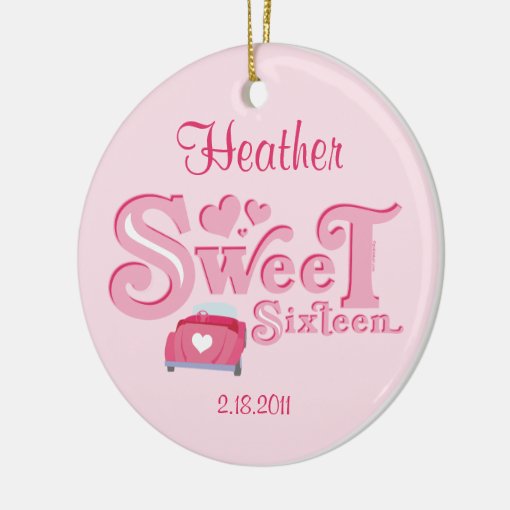 Sweet 16 Car Heart Personalized Ornament | Zazzle