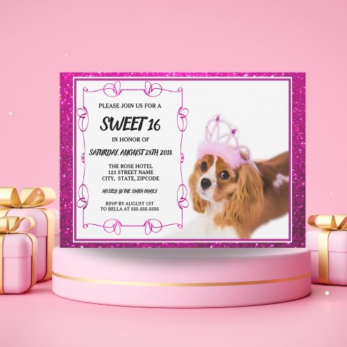 Sweet 16 Cavalier King Charles Spaniel Invitation