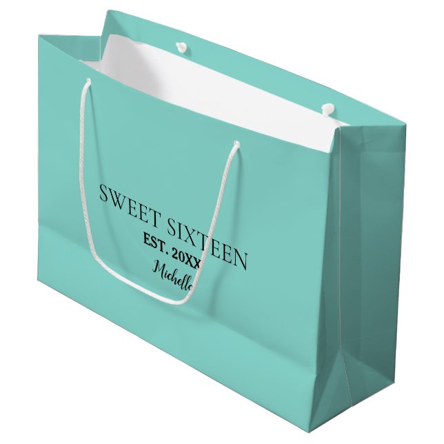 Sweet 16 Celebrate Big Birthday Tiara Party Large Gift Bag (Front Angled)