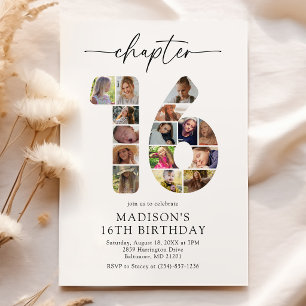 Sweet 16 Chapter Photo Birthday Invitation