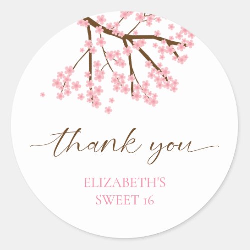 Sweet 16 Cherry Blossoms Birthday Spring Floral Classic Round Sticker