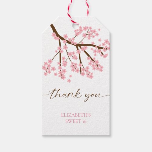 Sweet 16 Cherry Blossoms Birthday Spring Floral Gift Tags