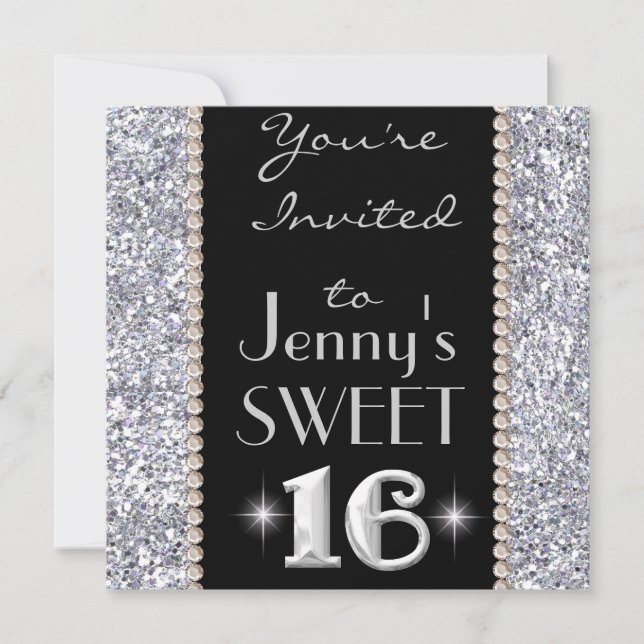 SWEET 16 Chic & Bling Party Invitation (Front)