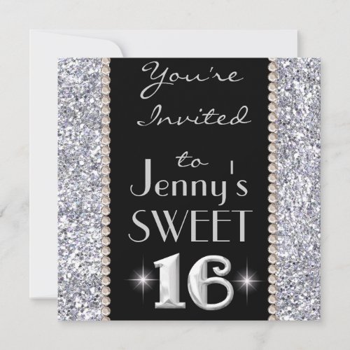 SWEET 16 Chic  Bling Party Invitation