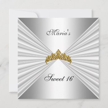 Sweet 16 Chrome Party Invitation Princess Crown by invitesnow at Zazzle