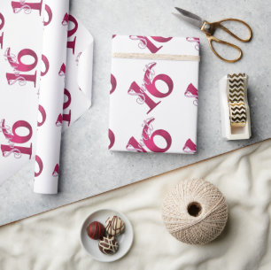 Sweet 16 Classic Red and White Grunge Watercolor Wrapping Paper