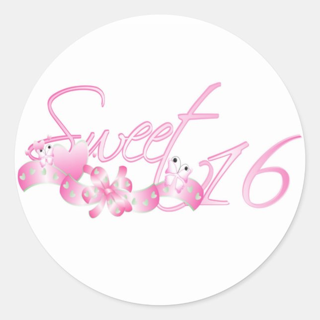 Sweet 16 classic round sticker (Front)