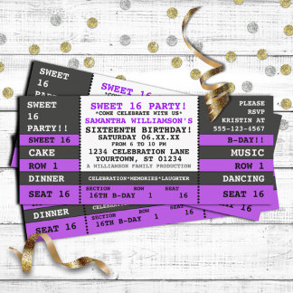 Sweet 16 Concert Ticket Invitation