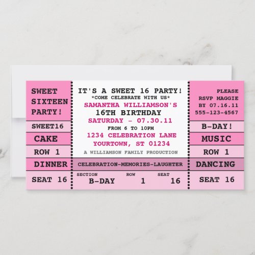 Sweet 16 Concert Ticket Invitation Photo Card