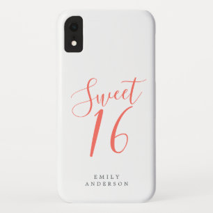 Sweet 16 Coral Script White 16th Birthday iPhone XR Case