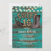 Sweet 16 Cowgirl Rustic Teal Barn Wood Western Invitation (Front)
