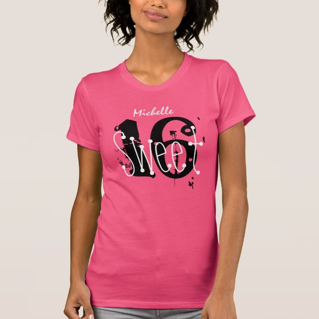 Sweet 16 Custom Name Birthday Gift Grunge Text V01 T-Shirt (Front)