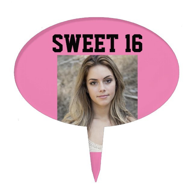 SWEET 16 CUSTOM PHOTO BIRTHDAY CAKE TOPPERS (Front)