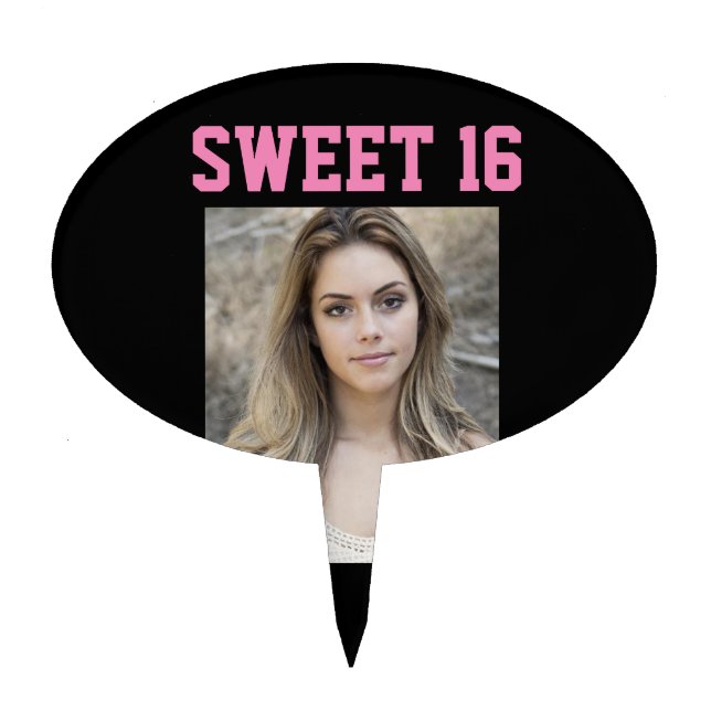 SWEET 16 CUSTOM PHOTO BIRTHDAY CAKE TOPPERS (Front)