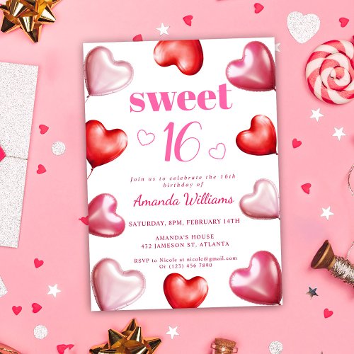 Sweet 16 Cute Pink Chic Girly Birthday Party Invitation