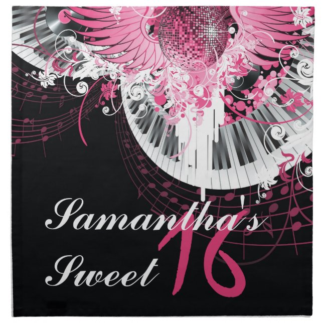 Sweet 16 Dance Music Disco Ball Piano Napkins (Front)