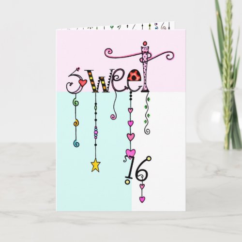 Sweet 16 Dangles Birthday Card
