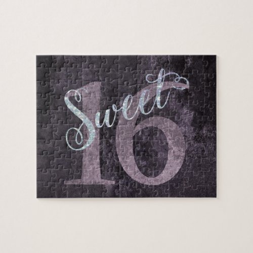 Sweet 16  Dark Mauve Pink Purple Grunge Birthday Jigsaw Puzzle