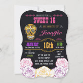 Sweet 16 Day of the Dead Sugar Skull Invitation (Front)