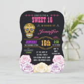 Sweet 16 Day of the Dead Sugar Skull Invitation (Standing Front)