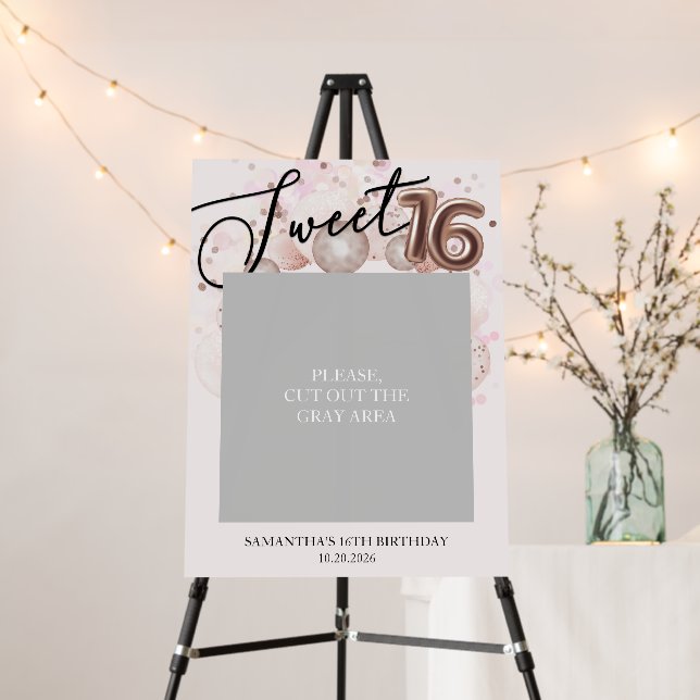 Sweet 16 DIY Photo Prop Pink Rose Gold Foam Board (In Situ (Stand))