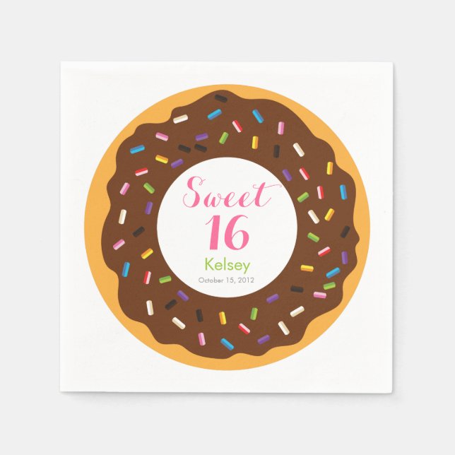Sweet 16 Donut Napkins (Front)
