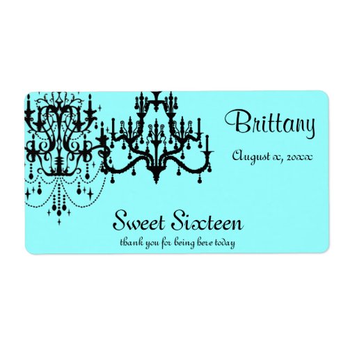 Sweet 16 Elegant Custom Water Bottle Label