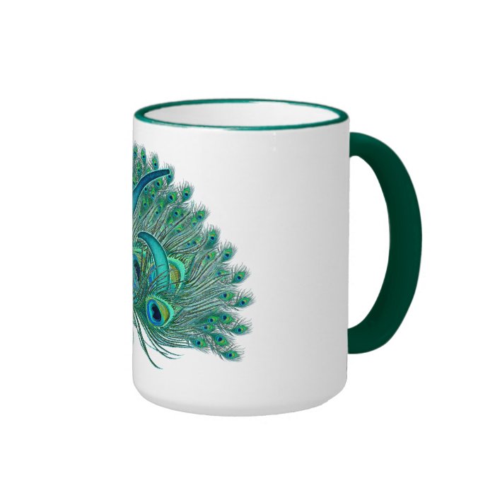 Sweet 16 elegant peacock feather template coffee mugs