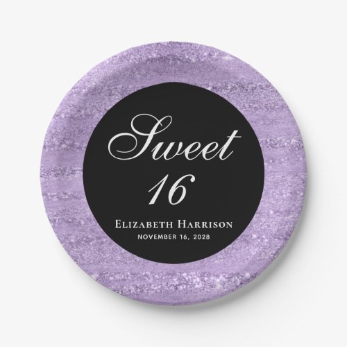 Sweet 16 Elegant Purple Birthday Party Paper Plates