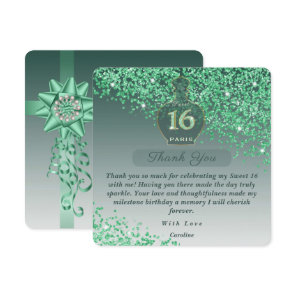 Sweet 16 Emerald Fragrance Studio Thank You Card