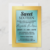 Sweet 16 Emerald Invitation with Gold Speckles