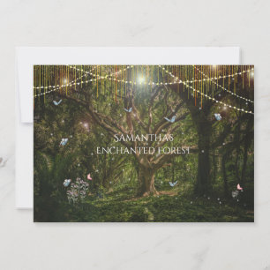 Sweet 16 Enchanted Forest Flowers Butterflies Invitation