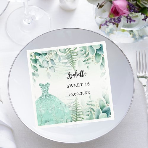 Sweet 16 eucalyptus greenry woodland napkins