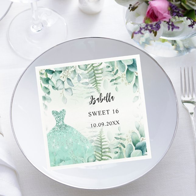 Sweet 16 eucalyptus greenry woodland napkins (Creator Uploaded)