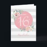 Sweet 16 Eucalyptus Peonies birthday card<br><div class="desc">Sweet 16 Eucalyptus Peonies birthday card. Simple design with customized name and messages.</div>