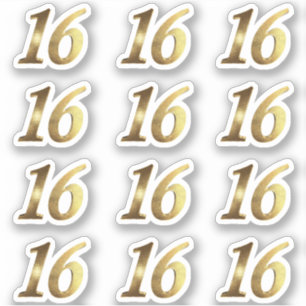Sweet 16 Faux Gold 16th Anniversary Sticker