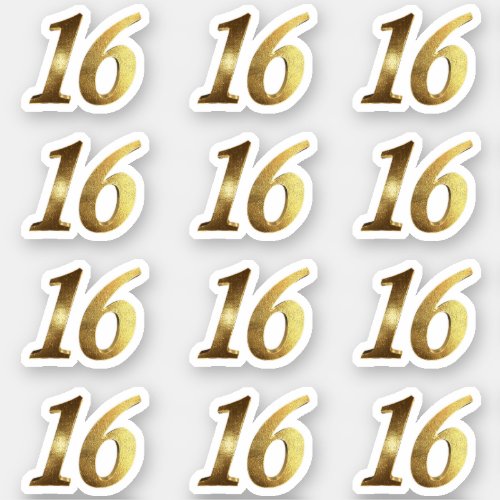 Sweet 16 Faux Gold 16th Anniversary Sticker