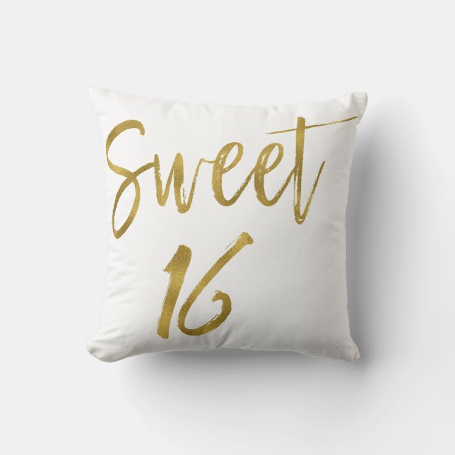 Sweet 16 Faux Gold Foil Pillow (Front)