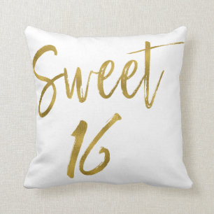 Sweet 16 Faux Gold Foil Pillow