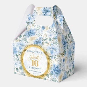 Sweet 16 Favor Box Watercolor Blue Boho Floral