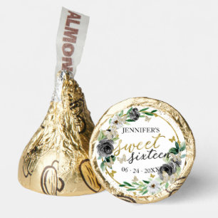 Sweet 16 Favor Floral Black Gold Butterfly 