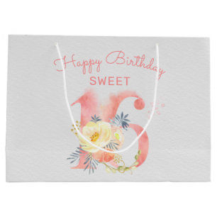 Sweet 16 Floral Number Large 16th Birthday Large Gift Bag