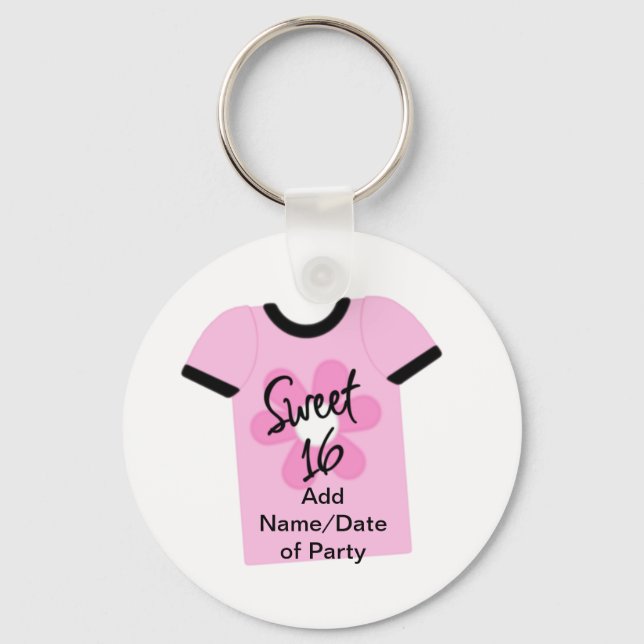 Sweet 16 Flower Power Favors,Gifts,Invites Keychain (Front)
