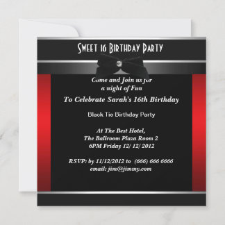 Sweet 16 Formal Black Tie Birthday Party Invitation