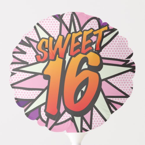 SWEET 16 Fun Retro Comic Book Balloon